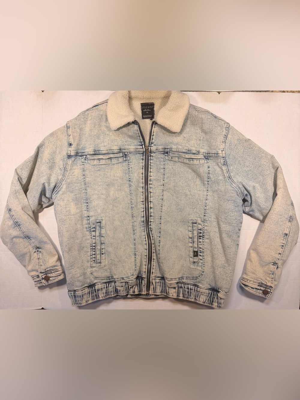 Little Bipsy Women’s Sherpa Denim Acid Wash Jean Jacket XXL
